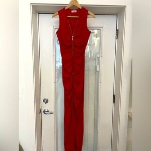 Great Calvin Klein size M long body-con front zip dress